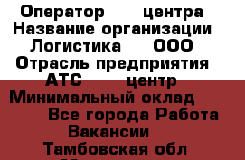 Оператор Call-центра › Название организации ­ Логистика365, ООО › Отрасль предприятия ­ АТС, call-центр › Минимальный оклад ­ 15 000 - Все города Работа » Вакансии   . Тамбовская обл.,Моршанск г.